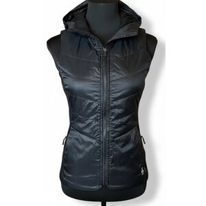 SMARTWOOL Women's Smartloft Hoodie Vest Full Zip Quilted Black Size Extra Small